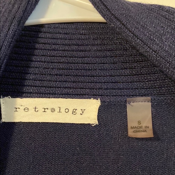 Retrology Dark Navy Blue Cardigan Sweater Lightweight Relaxed Style - Picture 2 of 6